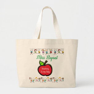 "TEACHING IS MY BAG" Canvas Tote Jumbo Tygkasse