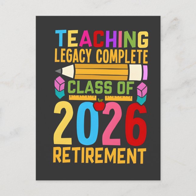 Teaching Legacy Complete Class of 2026 Retirement  Vykort (Framsida)