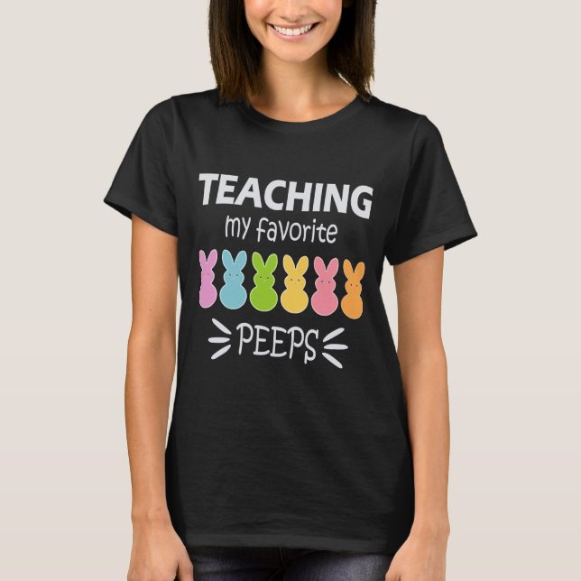 Teaching Little Bunnies Easter Teacher Shirt T (Framsida)