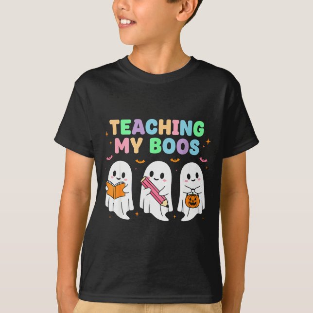 Teaching My Boos Soky Teacher Women Cute Ghost  T Shirt (Framsida)
