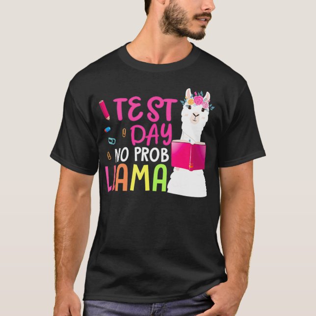 Teaching Test Day No Probllama Llama Teacher Testi T Shirt (Framsida)