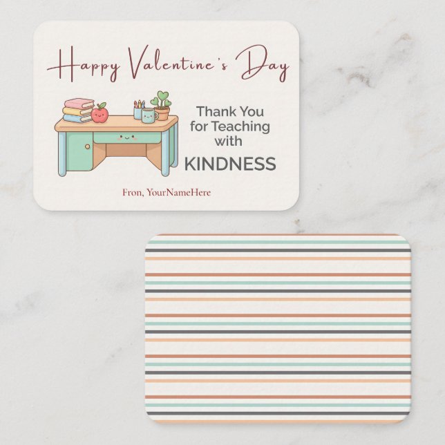 Teaching with Kindness – Teacher Valentine Card Anteckningskort (Fram/baksida)