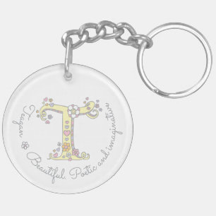 Teagan monogrambrev känd och menande nyckelring