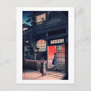 Teahouse på natten, Tsuchiya Koitsu, Woodcut Vykort