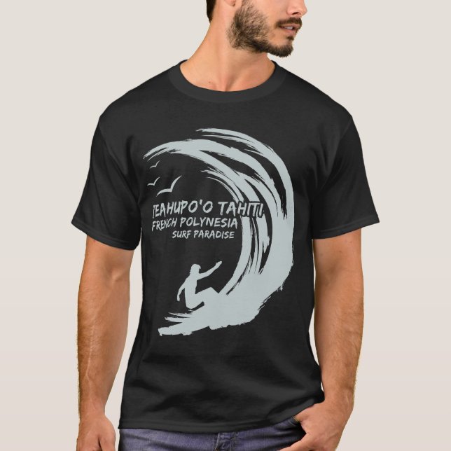 Teahupoo-Tahiti-Fransk-Polynesia-Surfa T Shirt (Framsida)