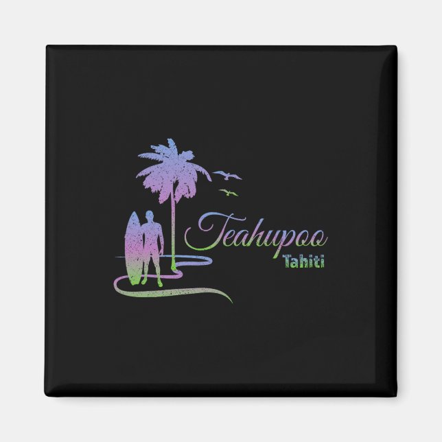 Teahupoo Tahiti Surfing Franska Polynesien  Magnet (Framsidan)