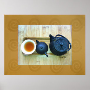 Teainställningsstilleben fotograferar fast utgift poster