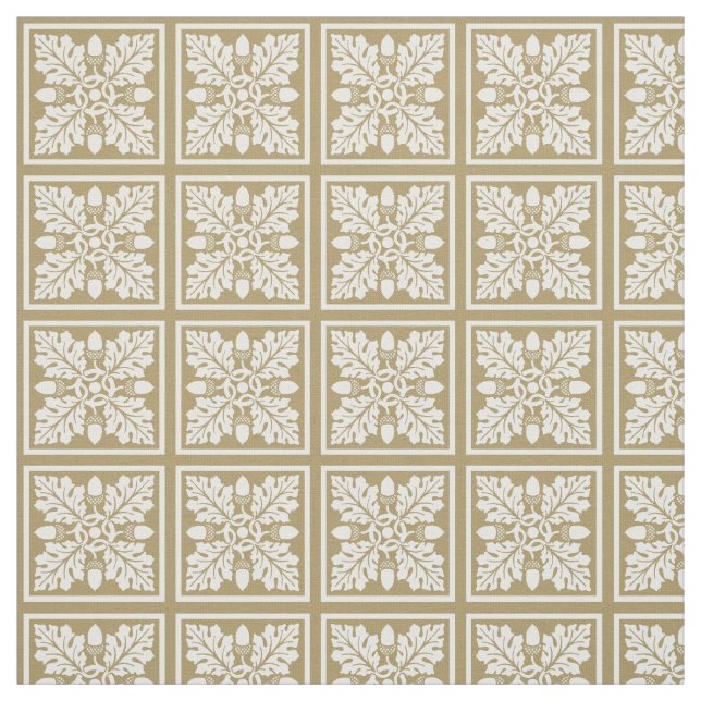 Teak Acorn och Löv Tile Design Tyg (Provkarta)