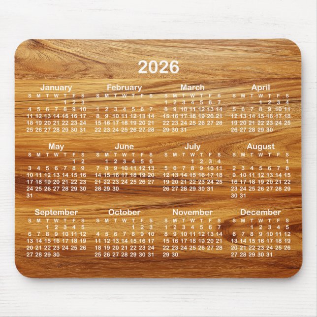 Teak and White 2026 Calendar Musmatta (Framsidan)
