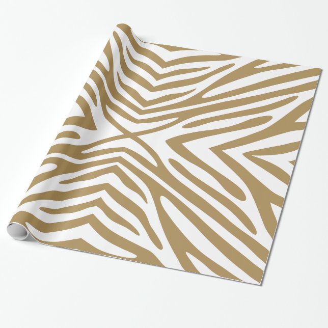 Teak Neutralt Zebra Presentpapper (Utrullad)