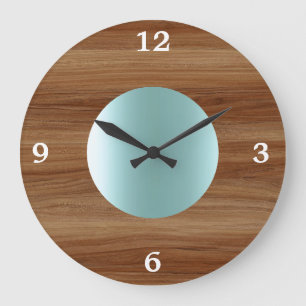 Teak-se Aqua Blue modern Stor Klocka