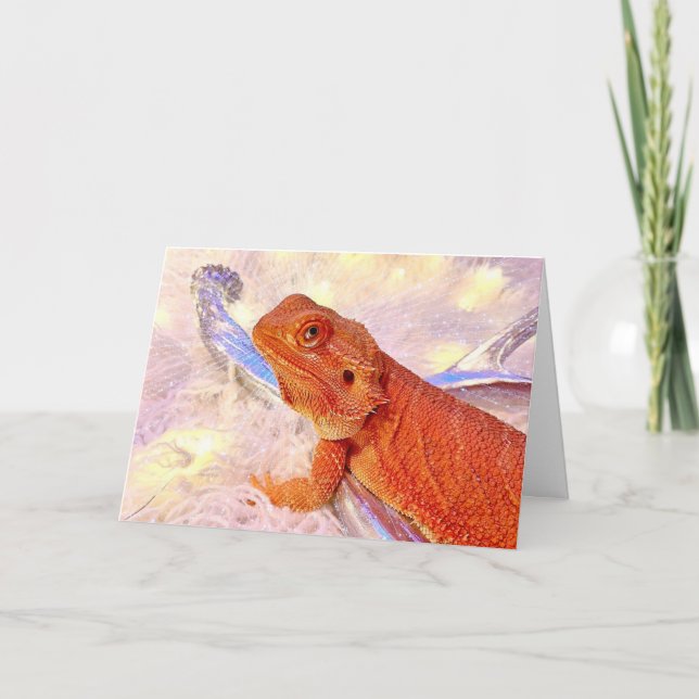 Teak the Bearded Dragon Merry and Bright Helgdag C Helgkort (Framsida)