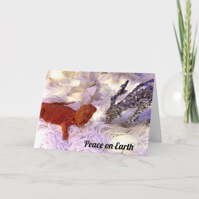 Teak the Bearded Dragon Peace on Earth Helgkort (Framsida)