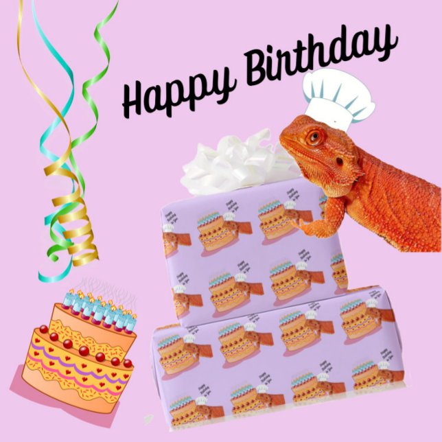 Teak the Birthday Beardie (Bearded Dragon) Presentpapper (Teak's birthday wrapping paper)