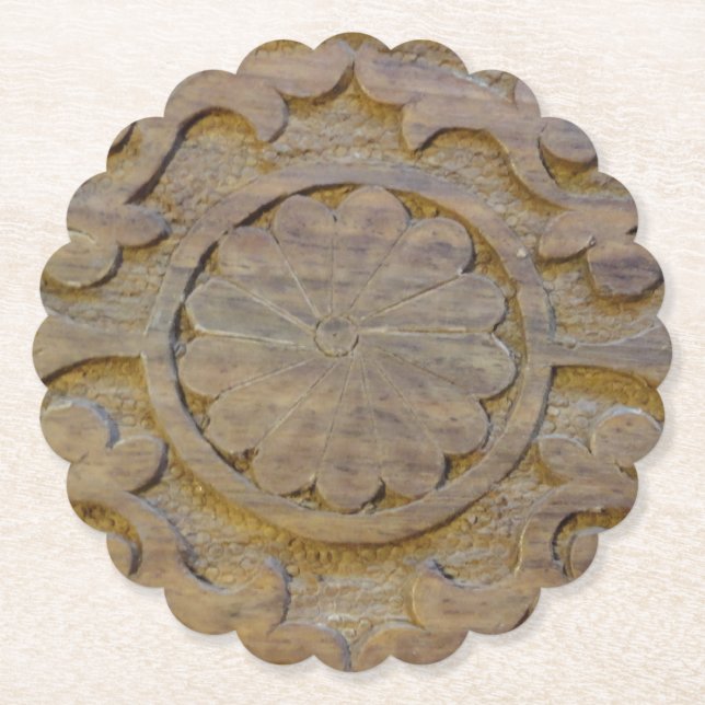 Teak Trärullande Design Anpassad Underlägg Papper (Framsida)