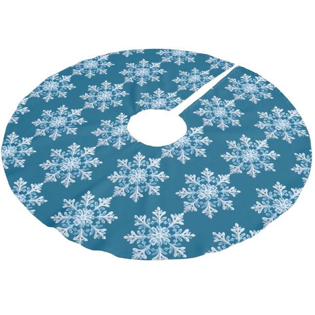 Teak White Light Blue-jultomte Snowflake Julgransmatta Borstad Polyester (Vinklad)