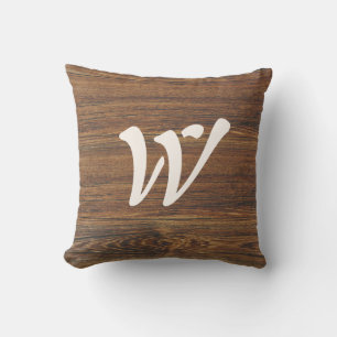 Teak Wood Grain med Monogram Kudde