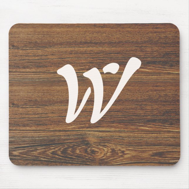 Teak Wood Grain med Monogram Musmatta (Framsidan)