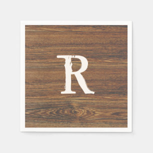 Teak Wood Grain med Monogram Pappersservett