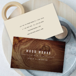 Teak Wood Grain Photo Minimalist Inredingsdesign Visitkort
