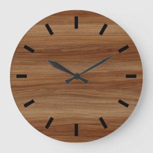 Teak Wood look Modern Minimalistic Stor Klocka