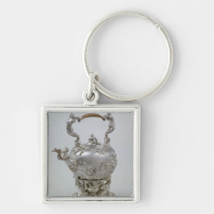 Teakettle och stativ vid C.Kandler, London, 1730 Fyrkantig Silverfärgad Nyckelring