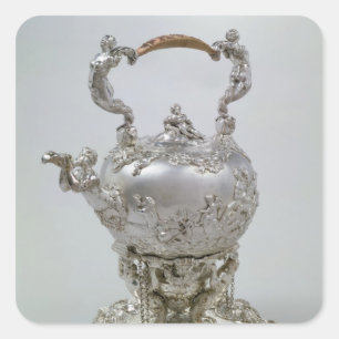 Teakettle och stativ vid C.Kandler, London, 1730 Fyrkantigt Klistermärke