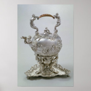 Teakettle och stativ vid C.Kandler, London, 1730 Poster