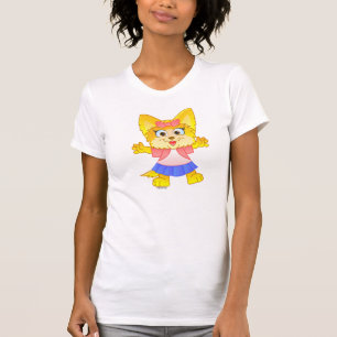 Teakup Yorkie tecknad på kvinna T-tröja T-shirt