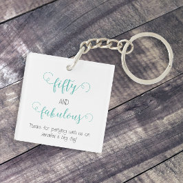 Teal 50 och Fabulous Birthday Acrylic Keychain
