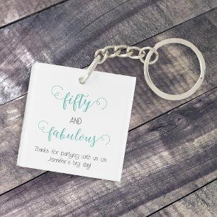 Teal 50 och Fabulous Birthday Acrylic Keychain
