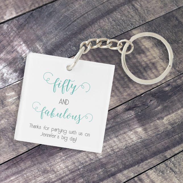 Teal 50 och Fabulous Birthday Acrylic Keychain (Skapare uppladdad)