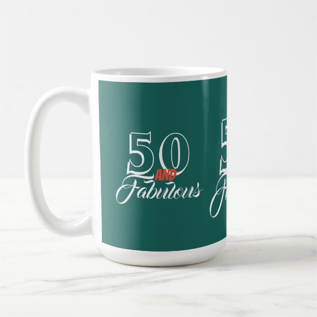 Teal 50 och Fabulous Födelsedagsfest Kaffemugg (Vänster)