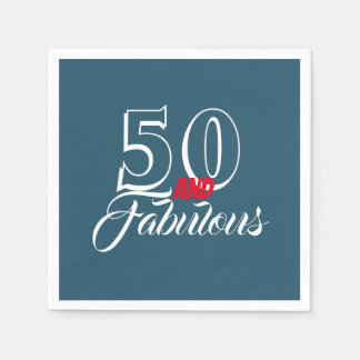 Teal 50 och Fabulous Födelsedagsfest Pappersservett