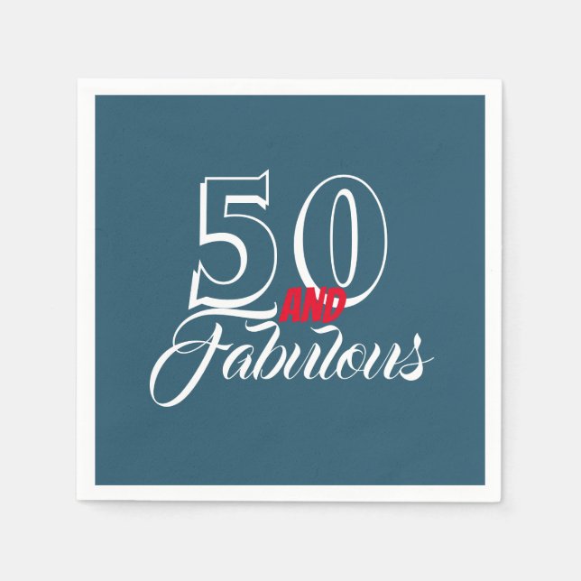 Teal 50 och Fabulous Födelsedagsfest Pappersservett (Framsidan)