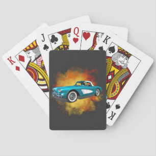 Teal 59 Corvette Car Red Explosion-bakgrund Casinokort