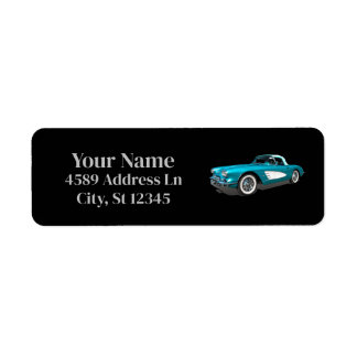 Teal 59 Corvette Car Red Explosion-bakgrund Returadress Etikett