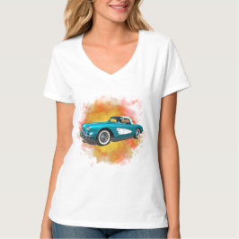 Teal 59 Corvette Car Red Explosion-bakgrund T Shirt