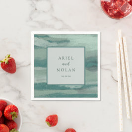 Teal Absract Coastal Chic Modern Bröllop Pappersservett