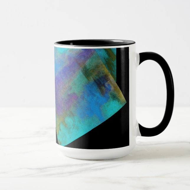 Teal Abstract Design Monogram Mugg (Höger)