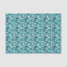 Teal Abstract Mosaic Sea Glass Faux Texture