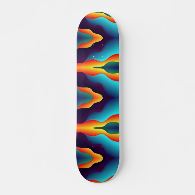 Teal Abstrakt Flames Mini Skateboard Bräda 18,5 Cm (Framsida)