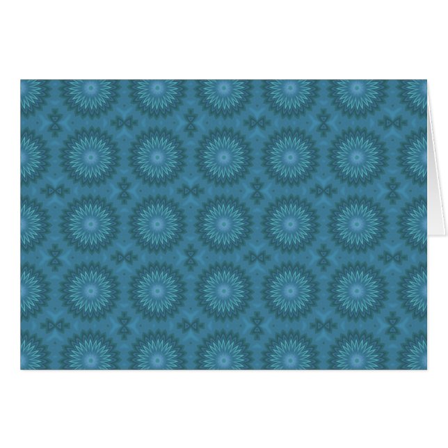 Teal Abstrakt Flowers Hälsningskort (Framsidan Horizontal)