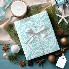 Teal Abstrakt Snowflake Mönster#10 ID1009 Presentpapper