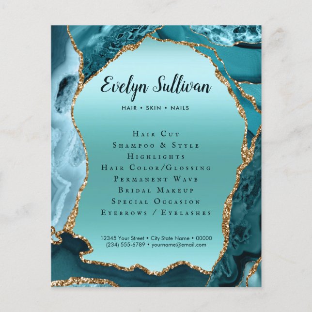 Teal Agate Faux Foil Flyer (Framsidan)