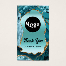 Teal agate faux foil paket infoga visitkort