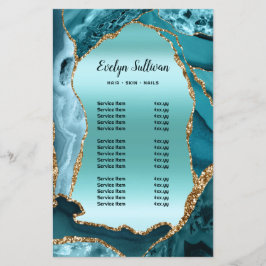 Teal agate faux foil pris list fluor flygblad