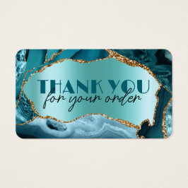Teal agate faux foil rabattkort visitkort