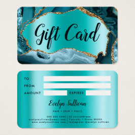 Teal Agate Faux Pearlescent Foil Gift Card Visitkort