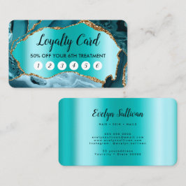 Teal Agate Faux Pearlescent Foil Loyalty Card Visitkort